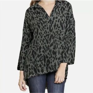 Umgee Animal Print Tunic Green Black Size Small